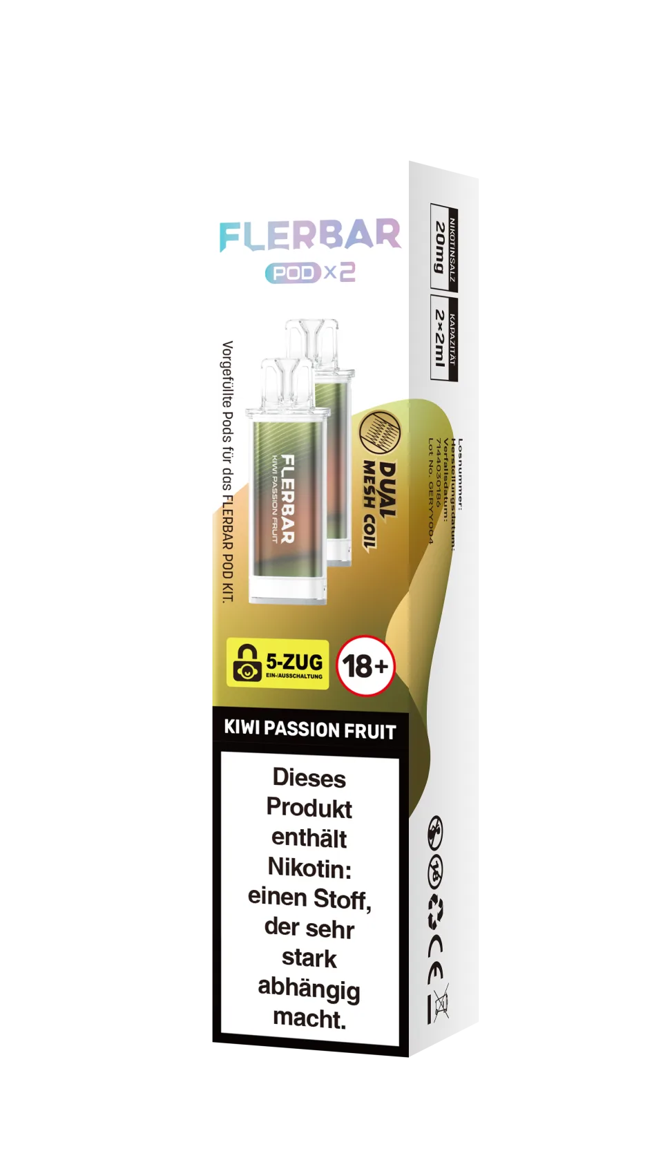 Flerbar Prefilled Pod Kiwi Passionfruit 20mg 600