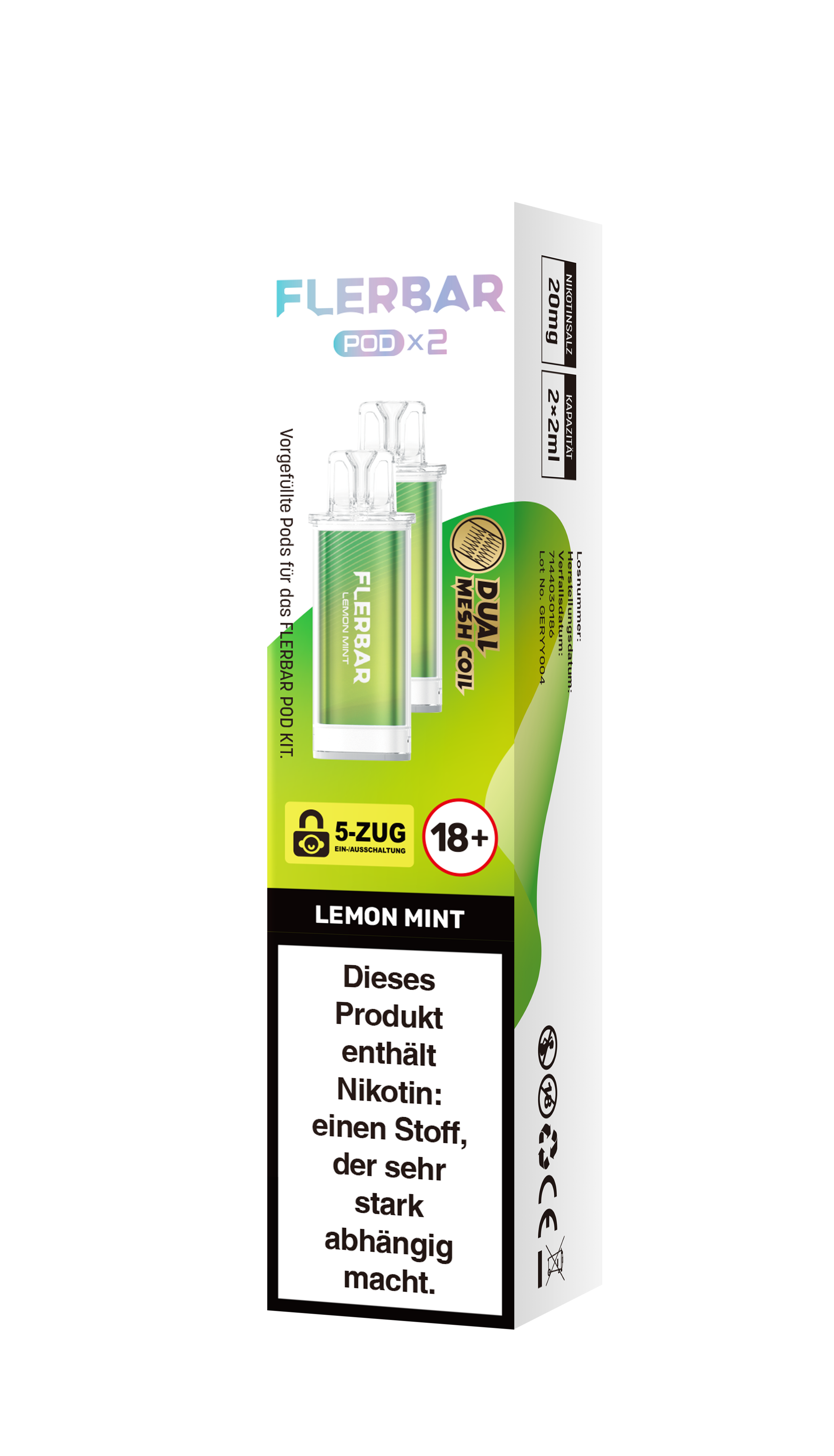 Flerbar Prefilled Pod Lemon Mint 20mg 600