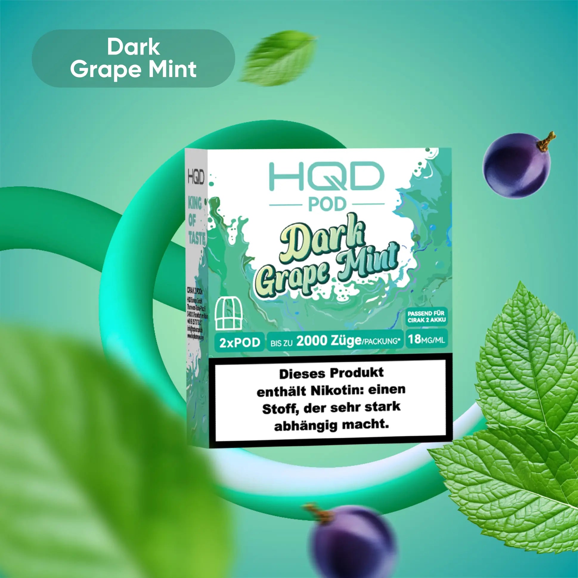 HQD Cirak 2 Pod Dark Grape Mint 18mg 1200