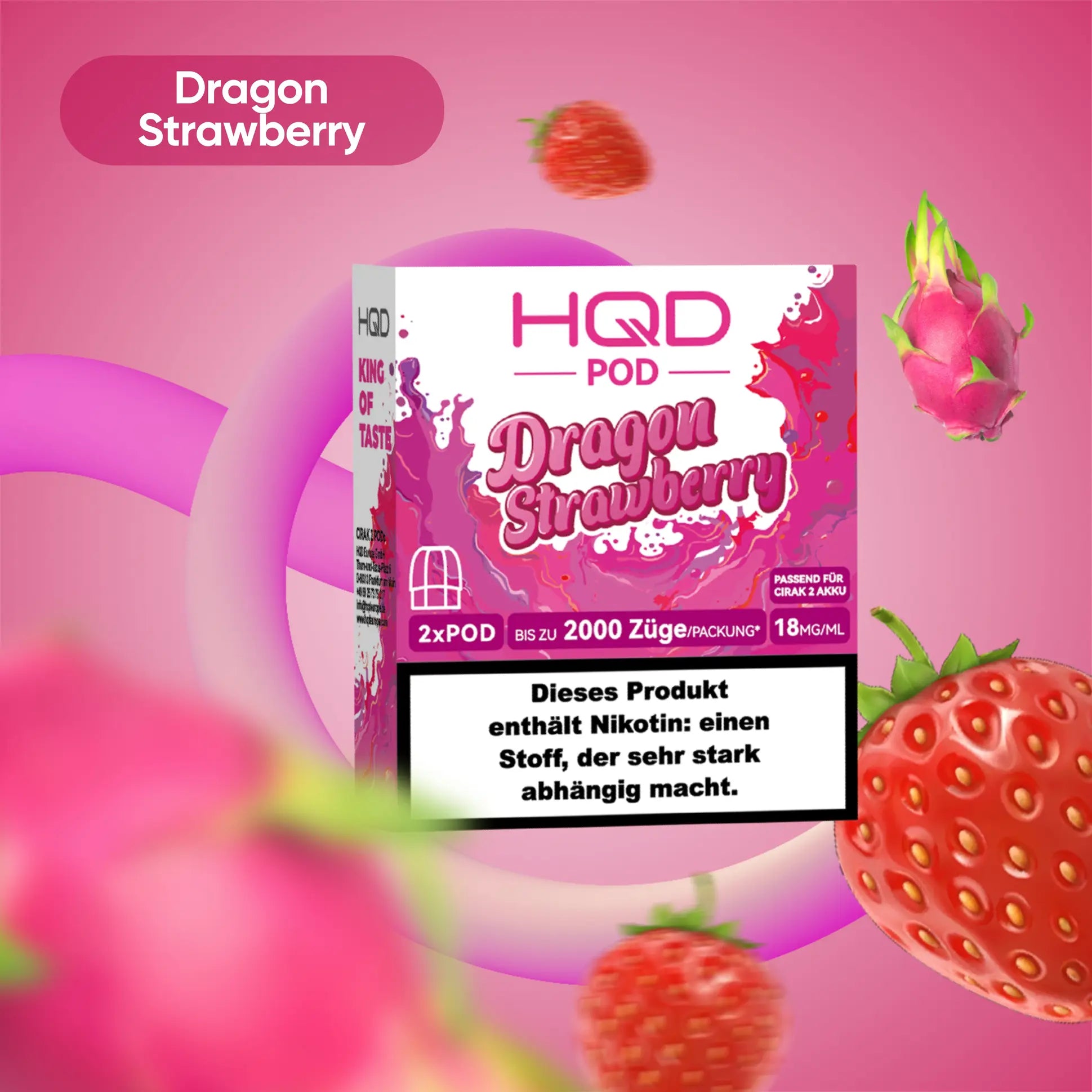 HQD Cirak 2 Pod Dragon Strawberry 18mg 1200