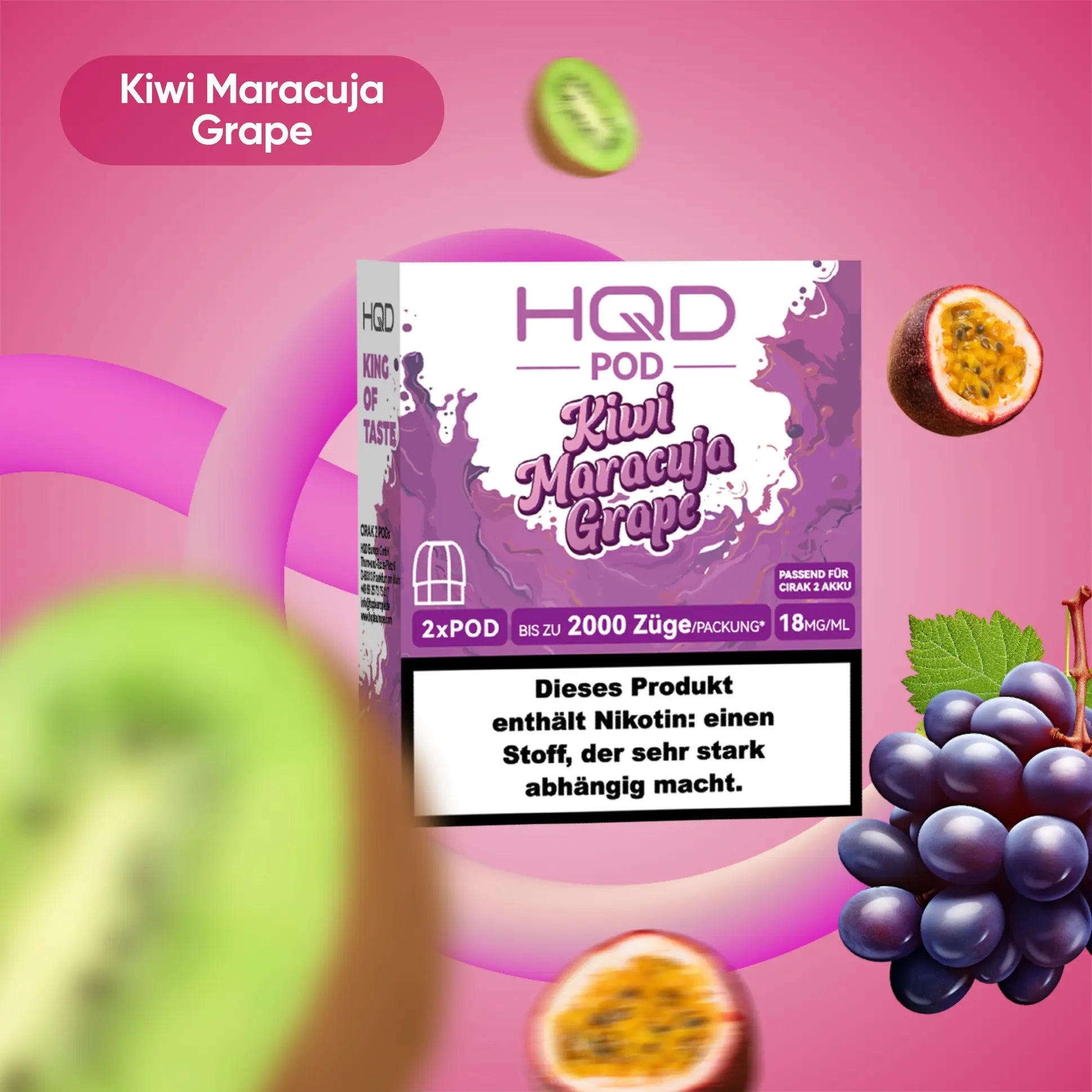 HQD Cirak 2 Pod Kiwi Maracuja Grape 18mg 1200