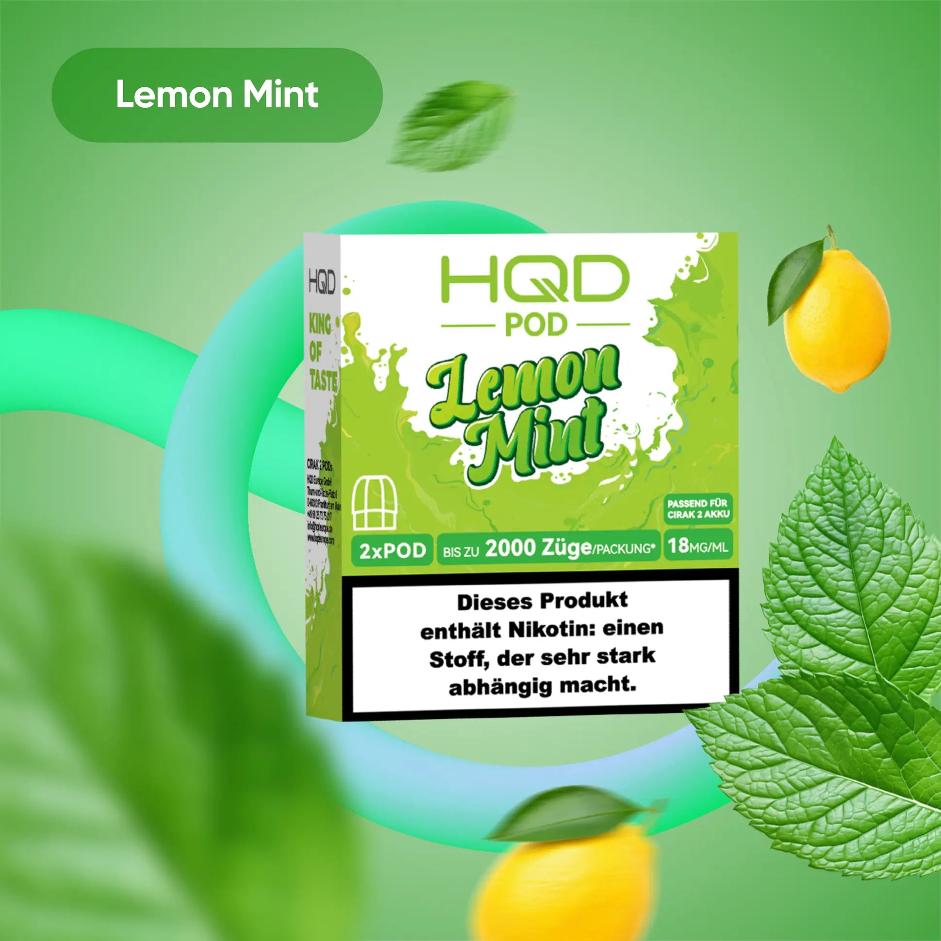 HQD Cirak 2 Pod Lemon Mint 18mg 1200