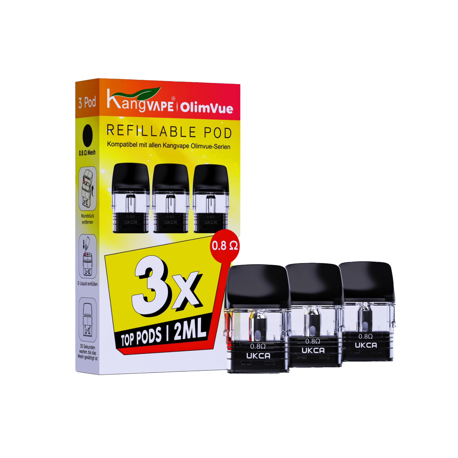 Kangvape Olimvue Refillable Pod 3er Pack 0.8Ω